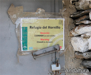 Cartel de aviso de Refugio Cerrado, Refugio del Hornillo