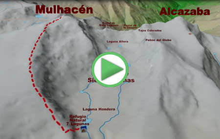 Animación de la ruta desde la Cañada de Siete Lagunas al Mulhacén