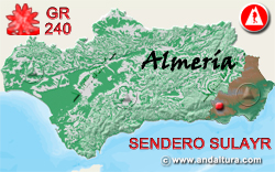Mapa de Andalucía con la situación del tramo 22 del Sendero GR240 Sulayr