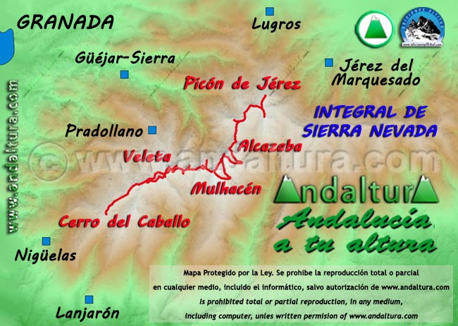 Mapa de la Ruta de la Integral de Sierra Nevada