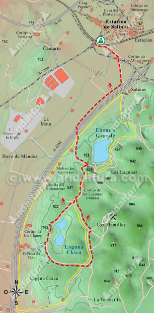 Mapa de senderismo por las Lagunas de Arhidona