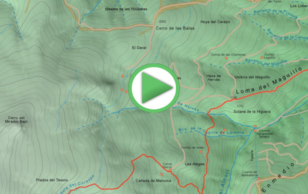 Animación virtual de la ruta desde Jérez del Marquesado a las Paratas de Chorreras Negras, Pequeño Recorrido PR-A344 Sendero Solidario El Avión