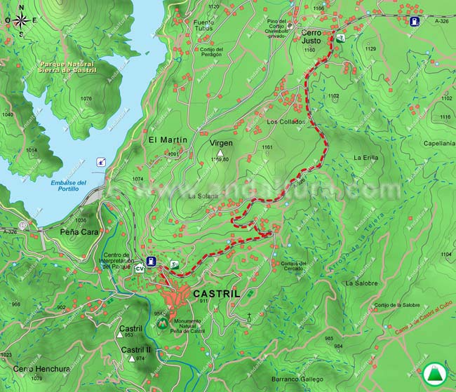 Mapa ruta BTT saliendo de Castril por la A-326