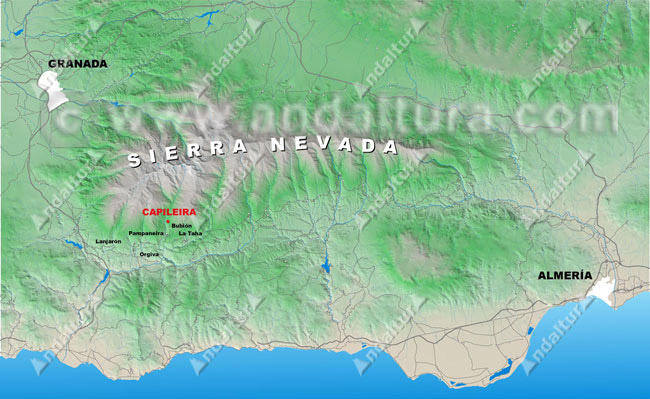 Mapa de situación de Capileira en relación a Sierra Nevada