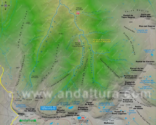 Mapa de la situación de los Lagunillos del Valdeinfierno