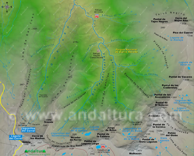 Mapa Lagunas del Corral del Veleta