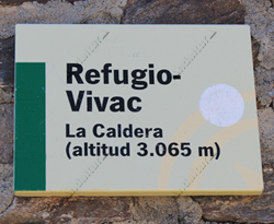 Cartel Refugio-Vivac de la Caldera